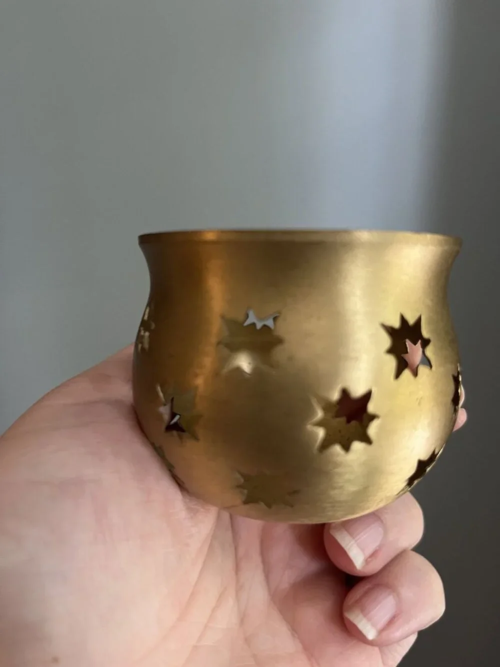 Vintage Brass Star Cutout Tealight Holder | Lillian Vernon Celestial Lantern, In